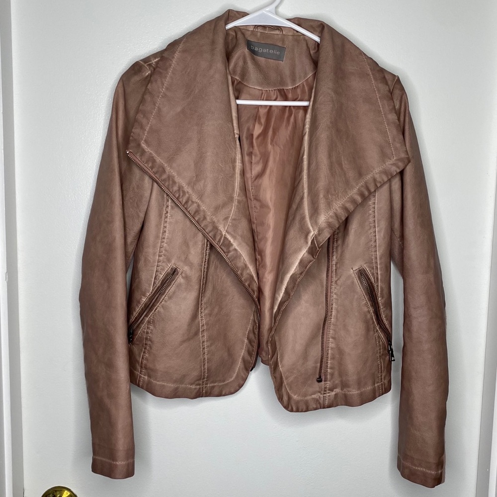 Blush Distressed Faux Leather Jacket | Bagatelle